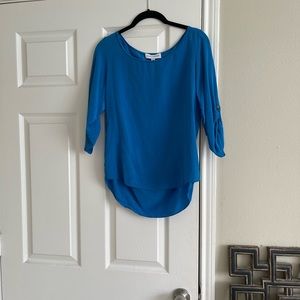 Amanda Uprichard Mid Sleeve Blue Blouse